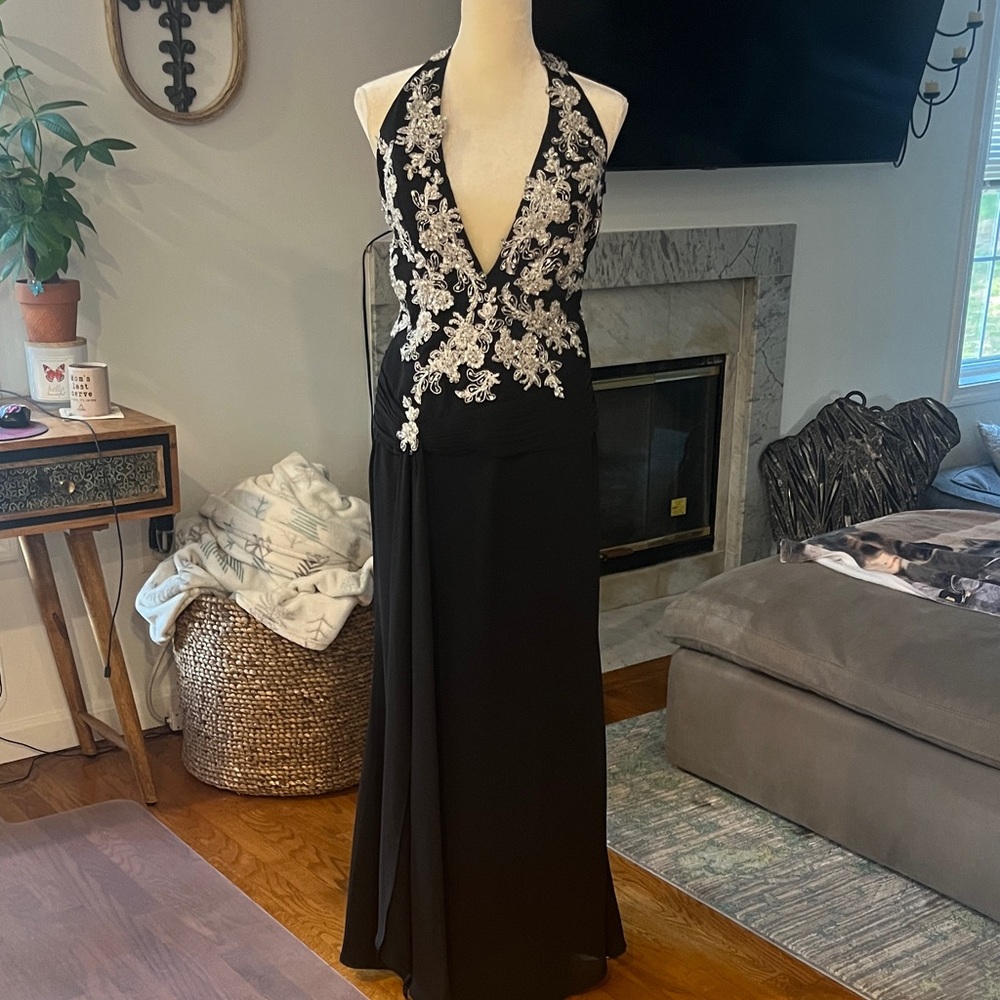 Vintage Tiffany Designs Black and White Sequin Backless Dress.